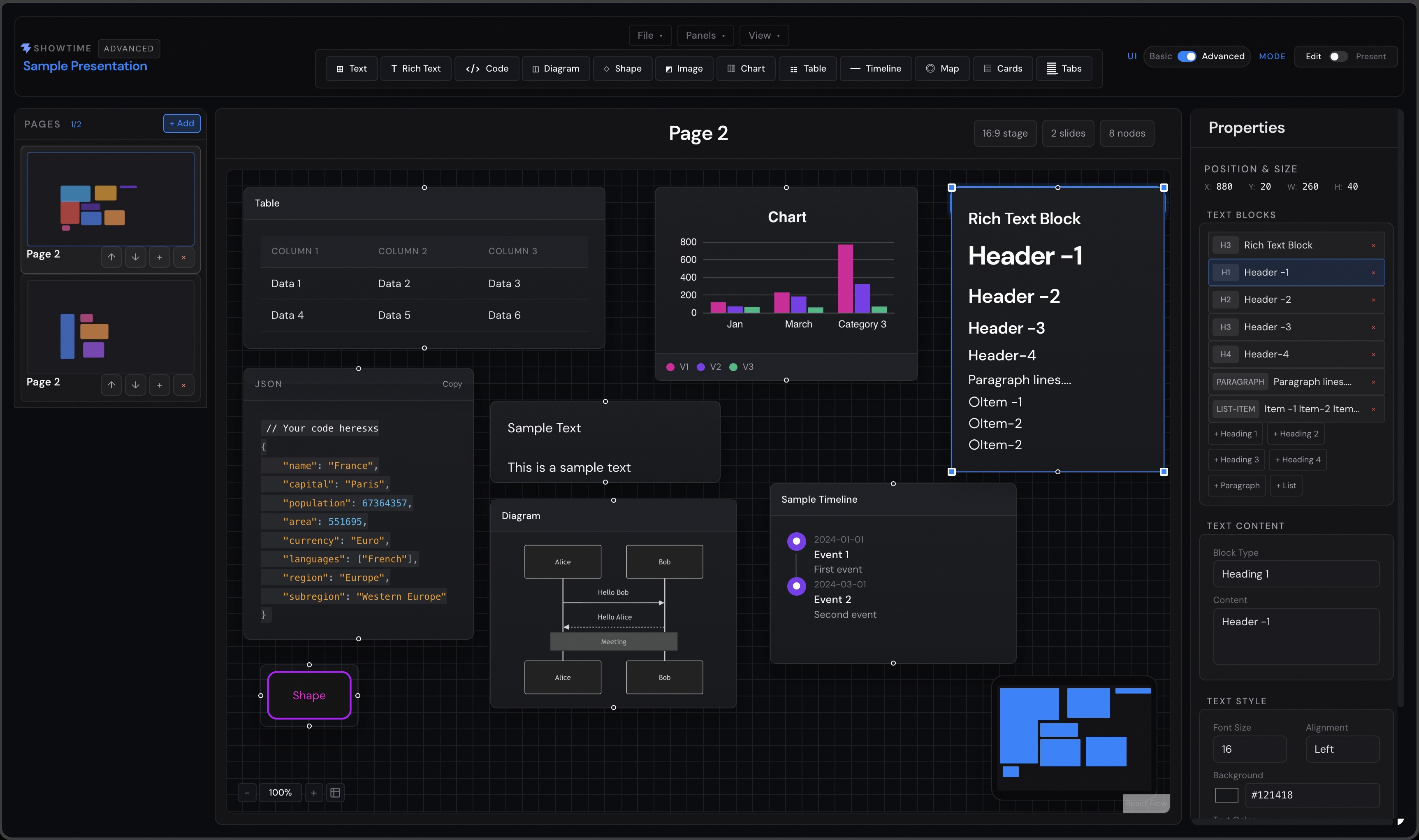 ShowTime Lite interactive demo screenshot